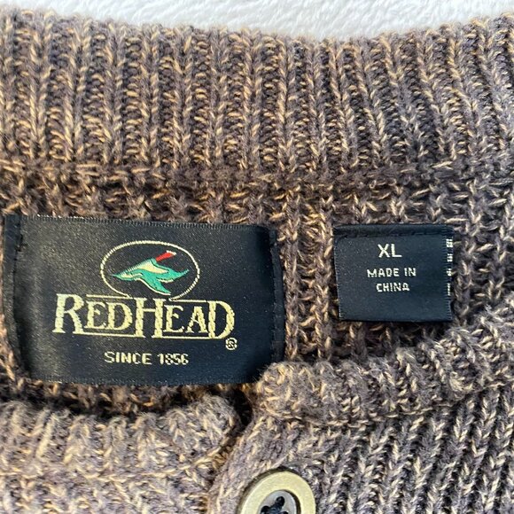 RedHead Mens Henley Sweater XL Brown Ribbed Knit Cotton Blend Commando - Picture 3 of 10